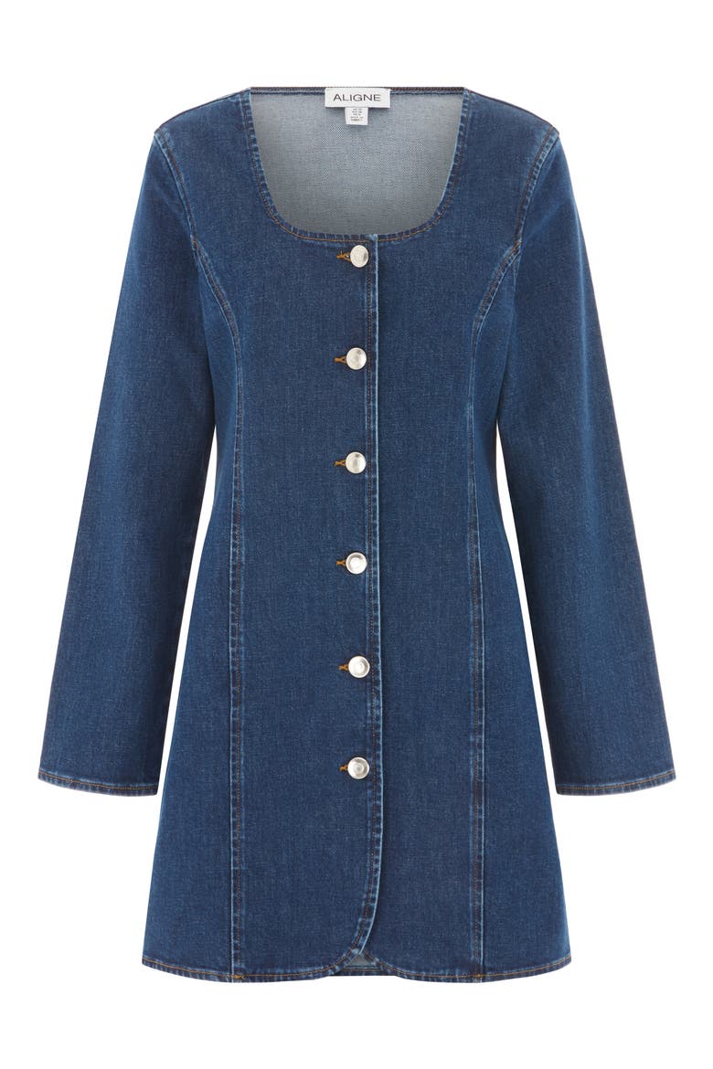 Pax Denim Minidress, Alternate, color, MID BLUE