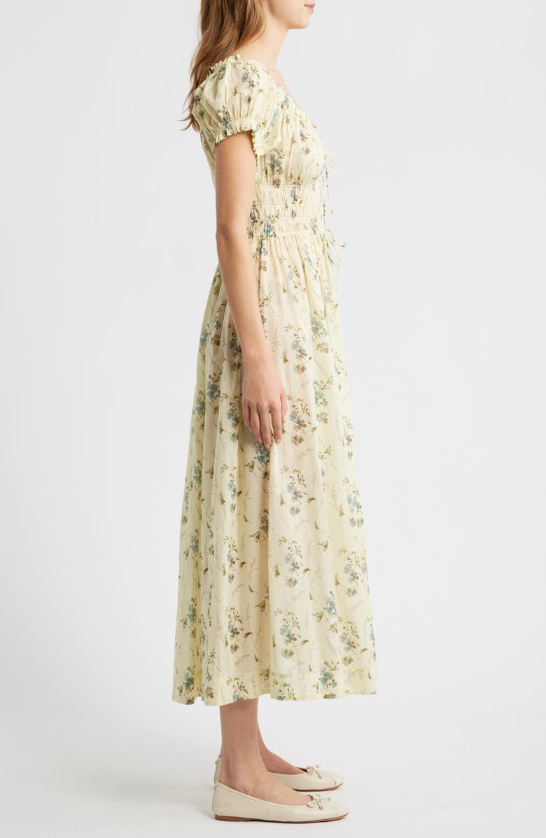 DÔEN Ashlynn Floral Organic Cotton Voile Midi Dress, Alternate, color, Sunshine Prairie Rose