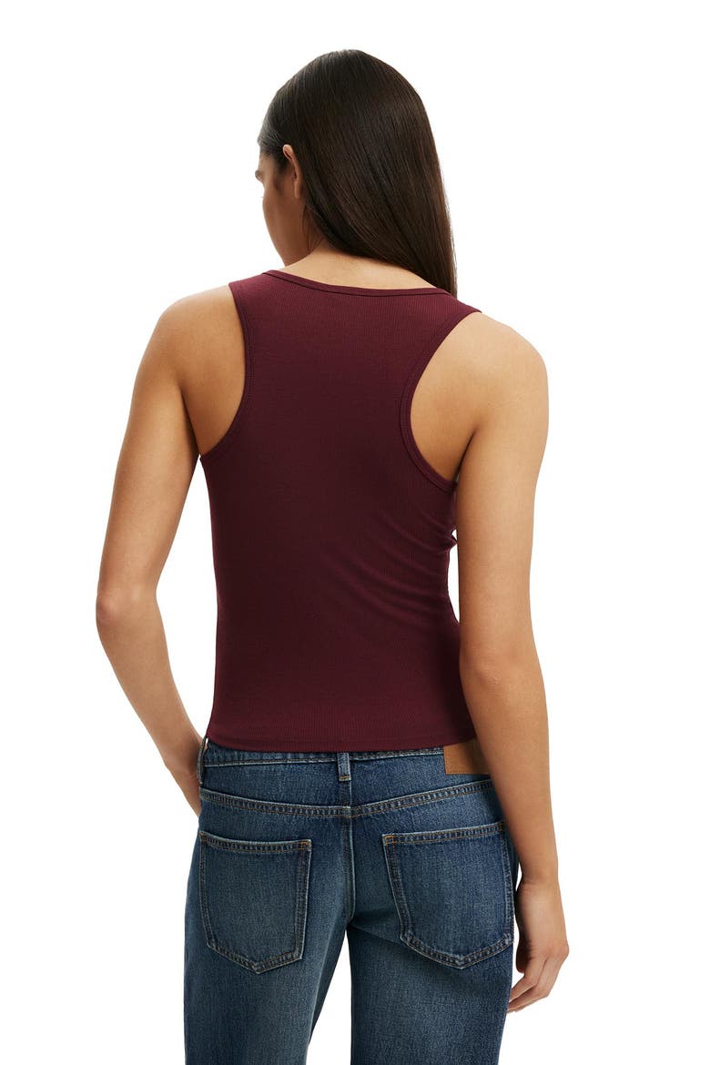 Women's Henley Rib Tank, Alternate, color, Sour Cherry