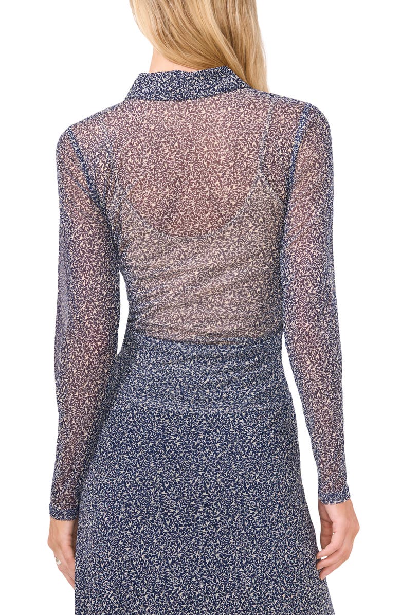 Halogen<sup>®</sup> Print Mesh Button-Up Shirt, Alternate, color, Navy Blue