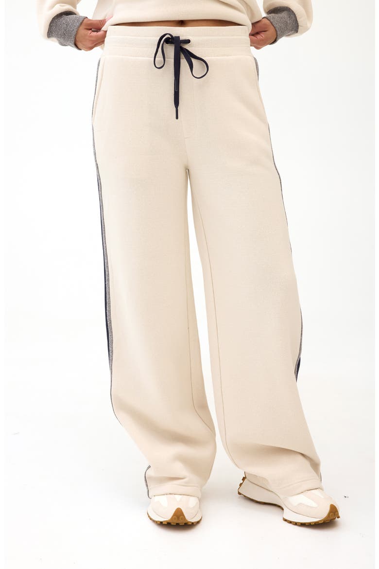 Lupita Side Stripe Fleece Pants, Main, color, TAPIOCA/ HEATHER GREY