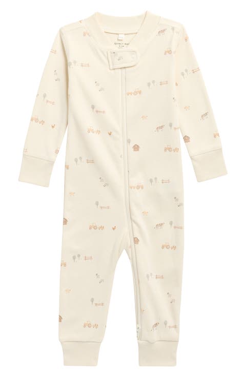 Print Zip Organic Cotton Romper (Baby & Toddler)