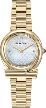 FERRAGAMO Gancini Twisted Diamond Bracelet Watch, 32mm