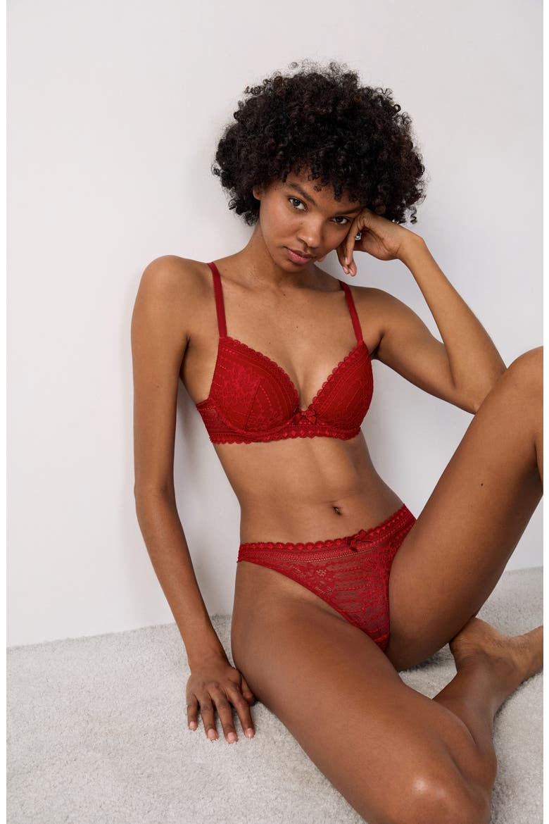 Panama Lace Thong, Alternate, color, CARDINAL