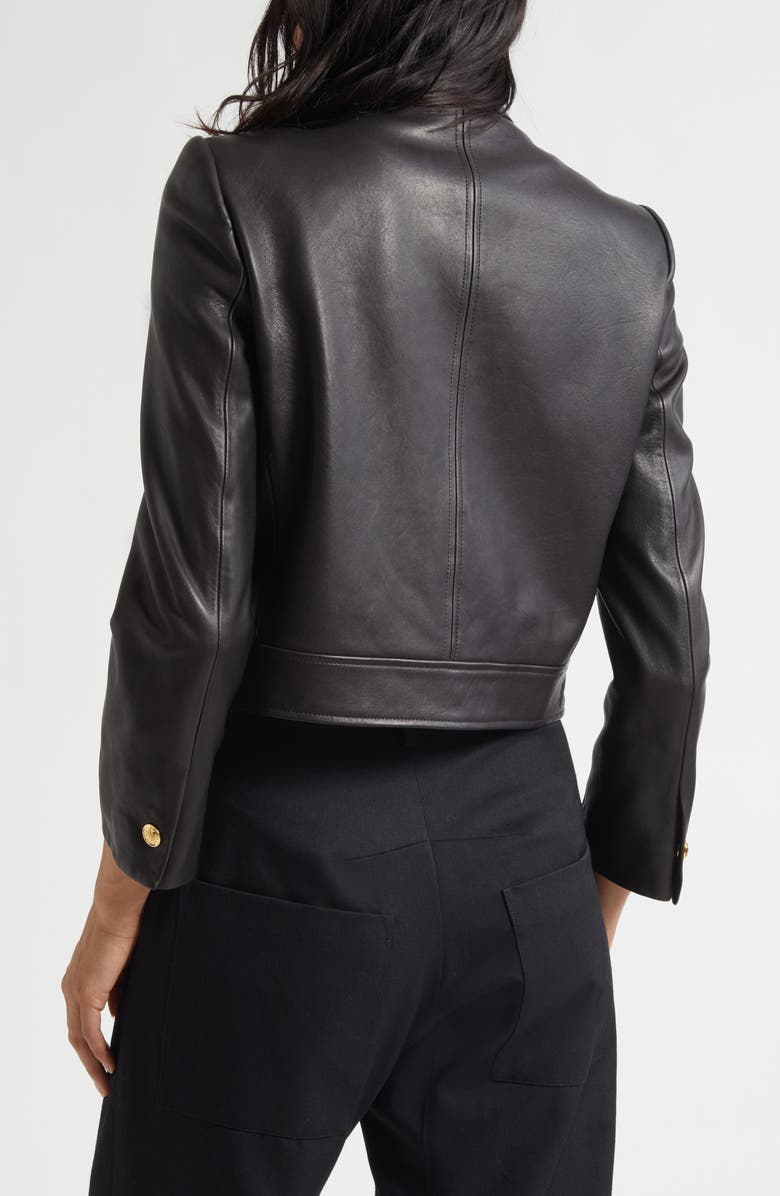 Nili Lotan Hadley Crop Leather Jacket, Alternate, color, Black