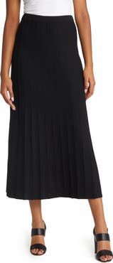 Ming Wang Pleated Pull-On Skirt
