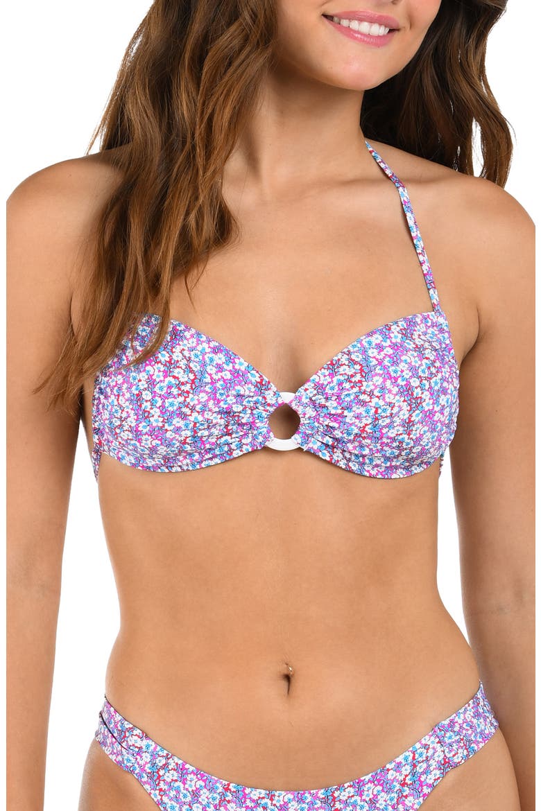 Flora Bandeau Bikini Top, Main, color, PURPLE MULTI