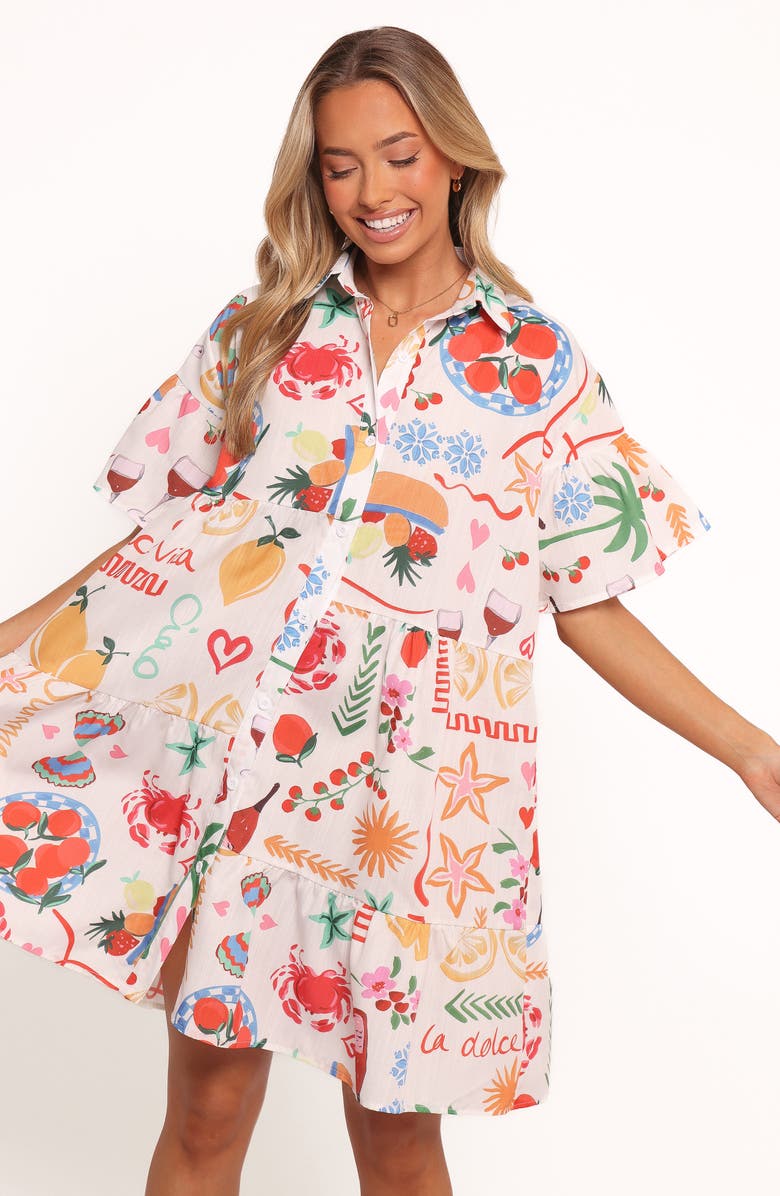 Petal & Pup Peachy Print Babydoll Shirtdress, Alternate, color, Dolce Vita