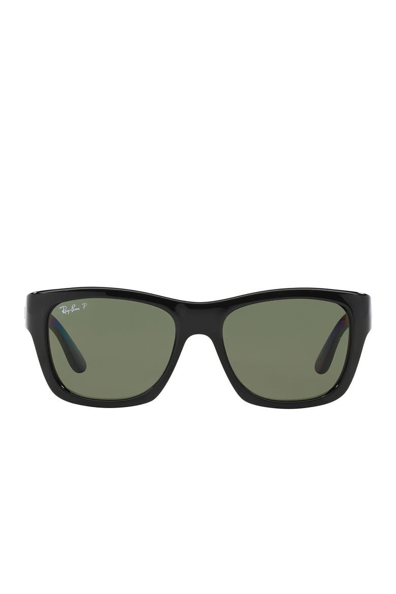 53mm Polarized Wayfarer Sunglasses, Main, color, BLACK