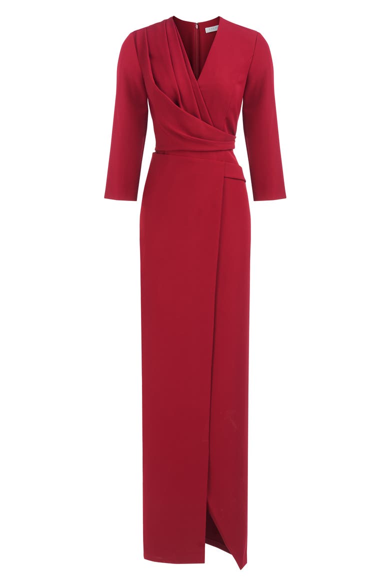 Phoenix Faux Wrap Gown, Alternate, color, RUBY WINE