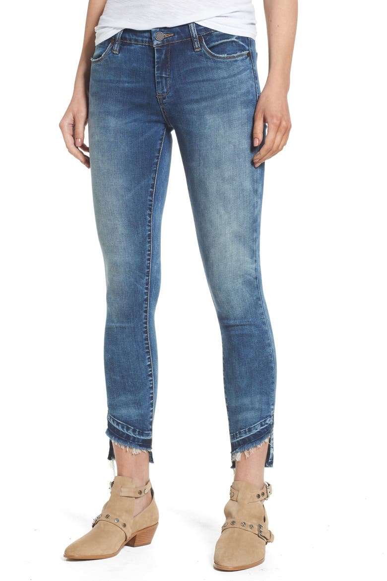 Step Hem Skinny Jeans, Main, color, COFFEE NAP BLUE