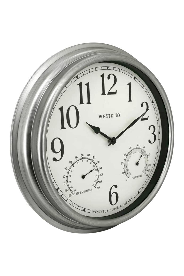 16-Inch Indoor/Outdoor Wall Clock, Alternate, color, SILVER