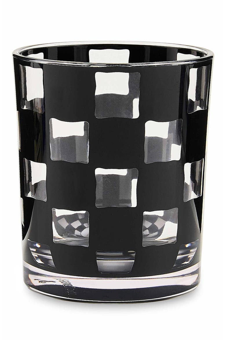 Set of 4 Black Check Acrylic Tumblers, Main, color, BLACK