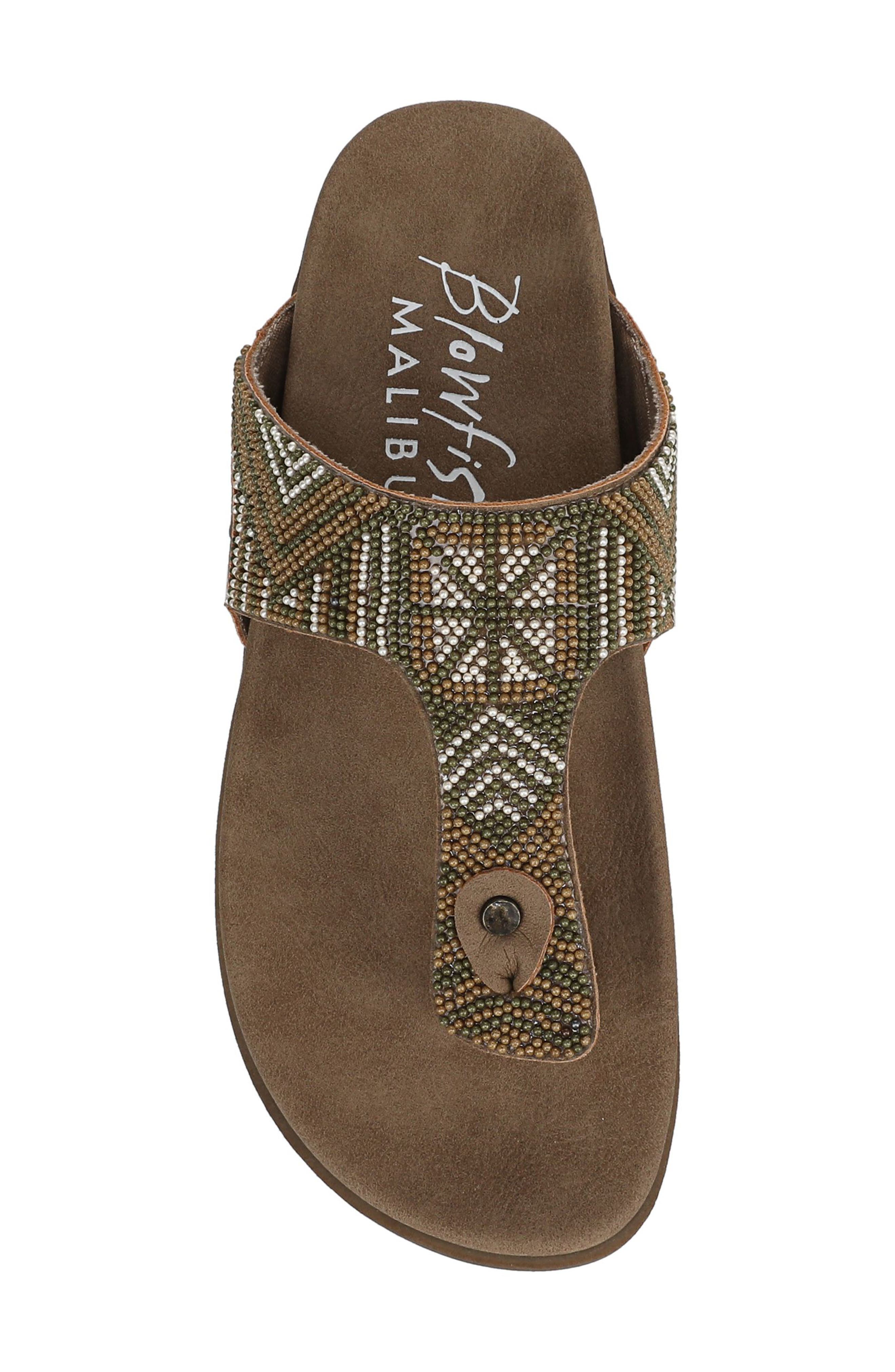 Blowfish Malibu Lyric Flip Flop, Alternate, color, Walnut Beaded Faux Nubuck