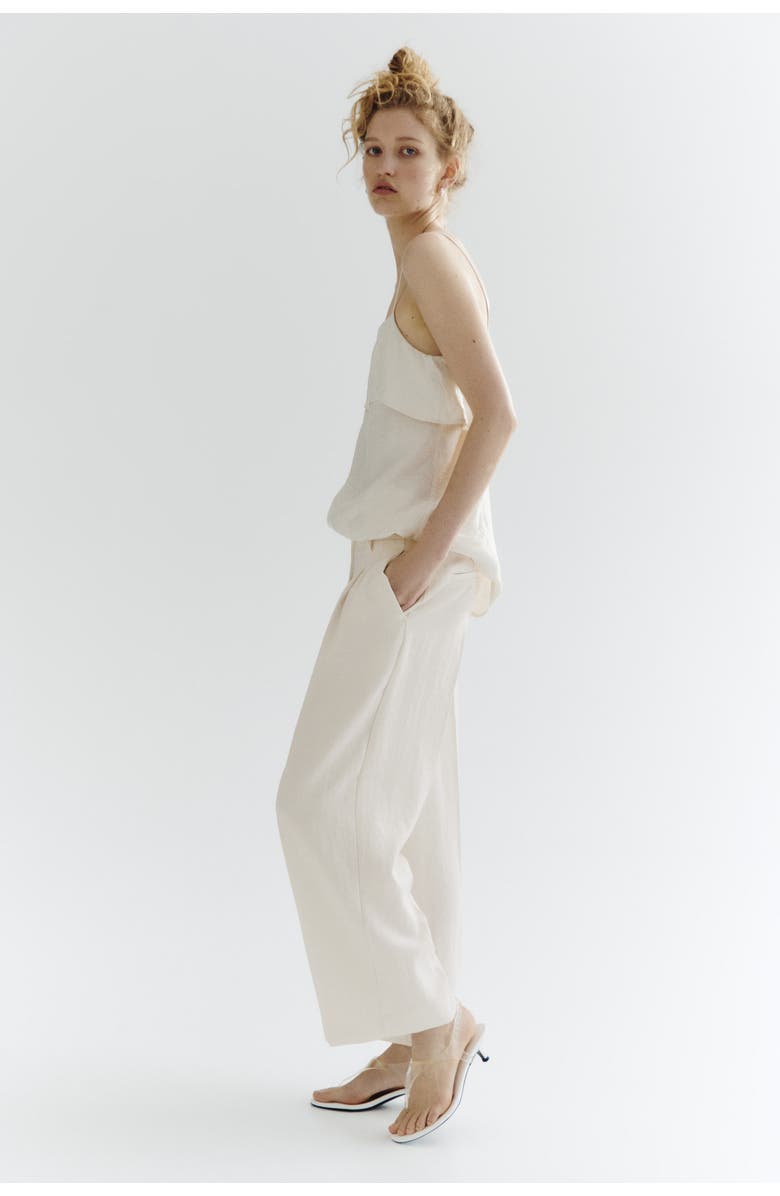 H&M Ankle-length Twill Trousers, Main, color, Cream