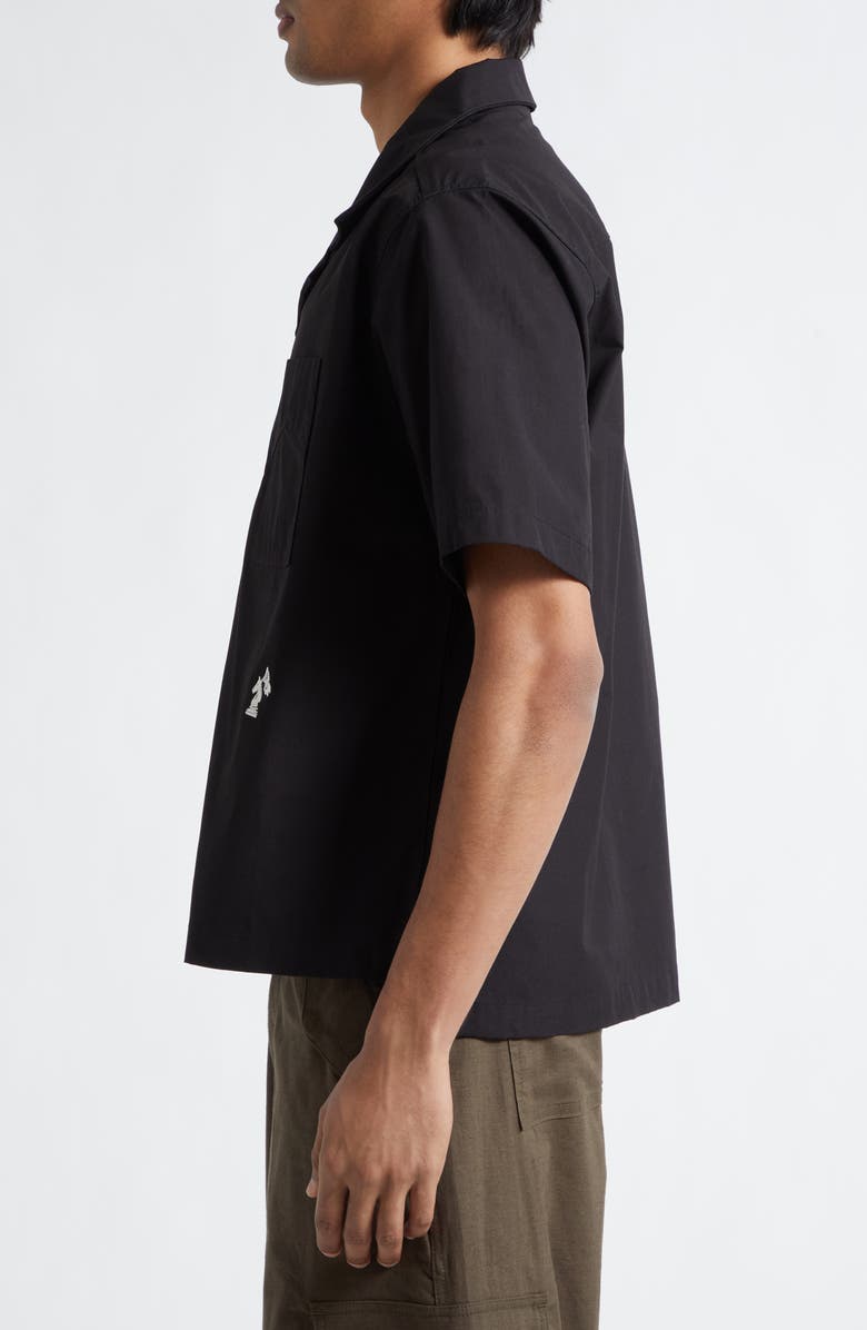 Rhude Logo Camp Shirt, Alternate, color, Black/ White