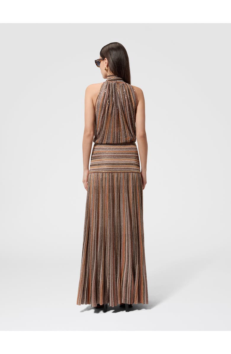Missoni Long Skirt In Ribbed Viscose Lamé Blend, Alternate, color, Green& Brown