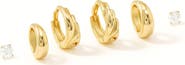 LA MENO Set of 3 Luxe Curve Stud & Hoop Earrings