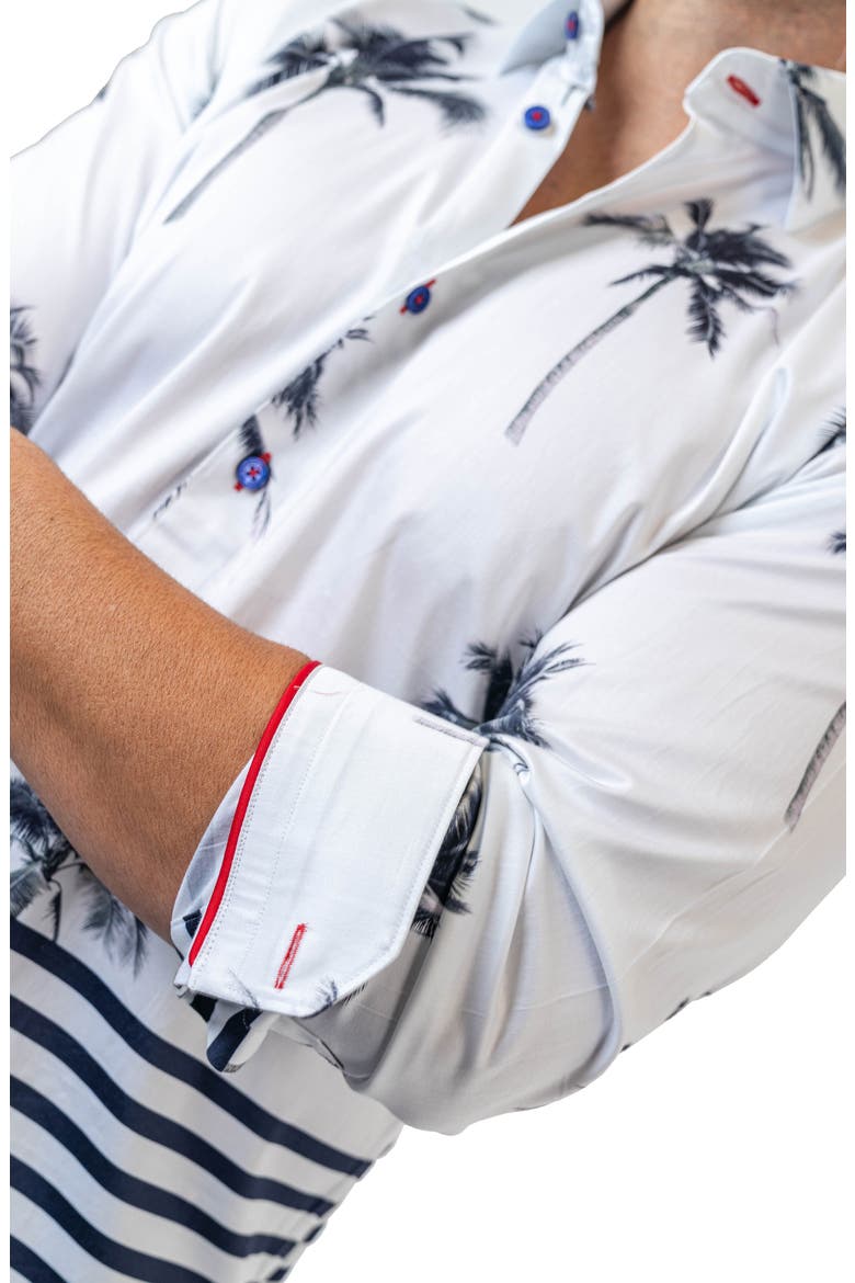 Fibonacci Nuitpalm White Contemporary Fit Button-Up Shirt, Alternate, color, WHITE