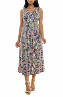 Tie Front Sleeveless Midi Dress