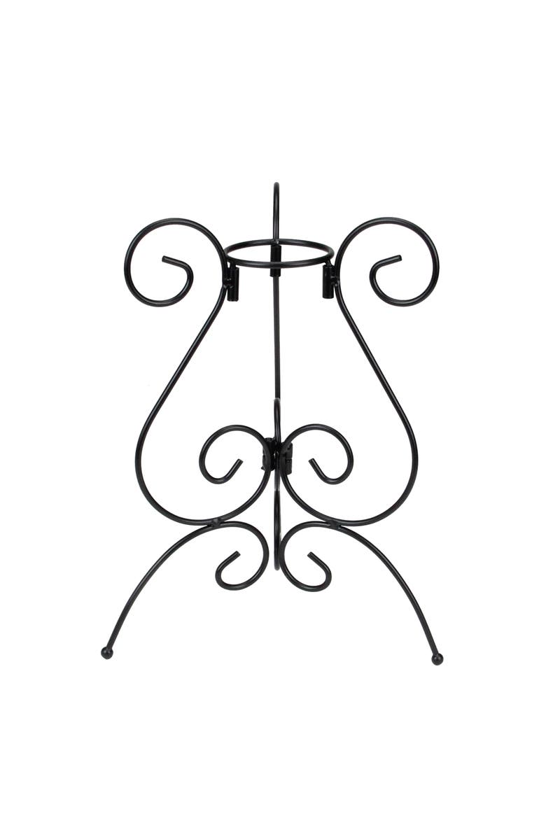 Northlight 11.25" Black Curved Scroll Design Outdoor Patio Garden Gazing Ball Stand, Main, color, Black