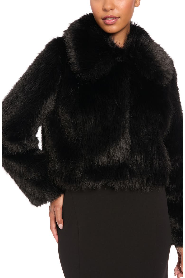 Faux Fur Jacket, Main, color, BLACK