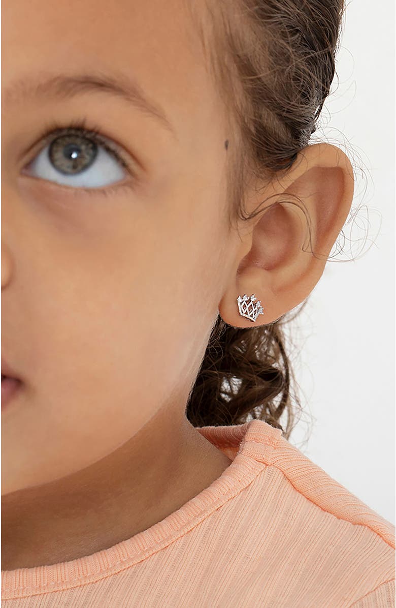 In Season Jewelry 5 Point Cubic Zirconia Crown Earrings, Alternate, color, Silver