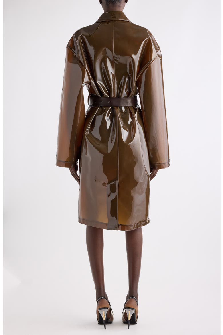 Belted Polyurethane Mac Coat, Alternate, color, DARK MACADAMIA/ MARRON FONCE
