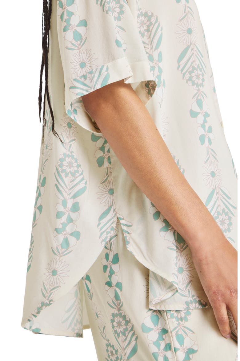Wesley Cotton Blend Button-Up Shirt, Alternate, color, TURQUOISE FLORAL