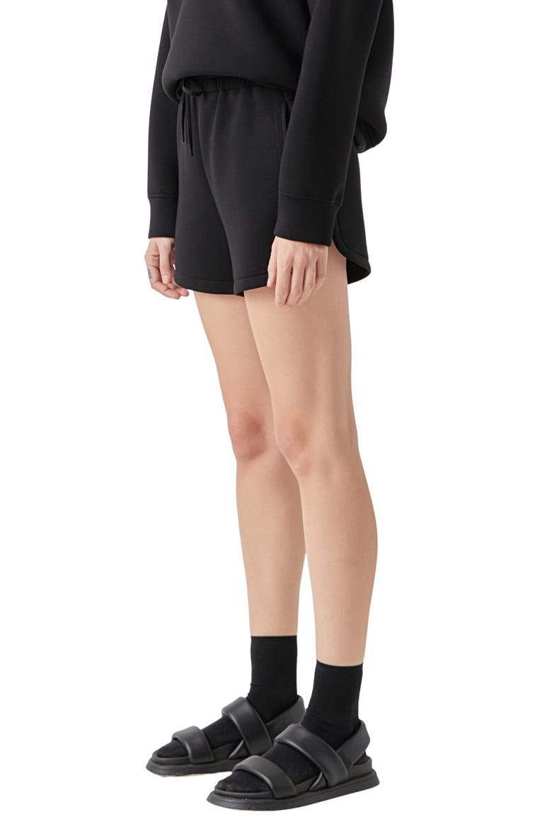 Tie Waist Scuba Knit Shorts, Alternate, color, BLACK