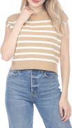 RAIN AND ROSE Striped Cap Sleeve Sweater
