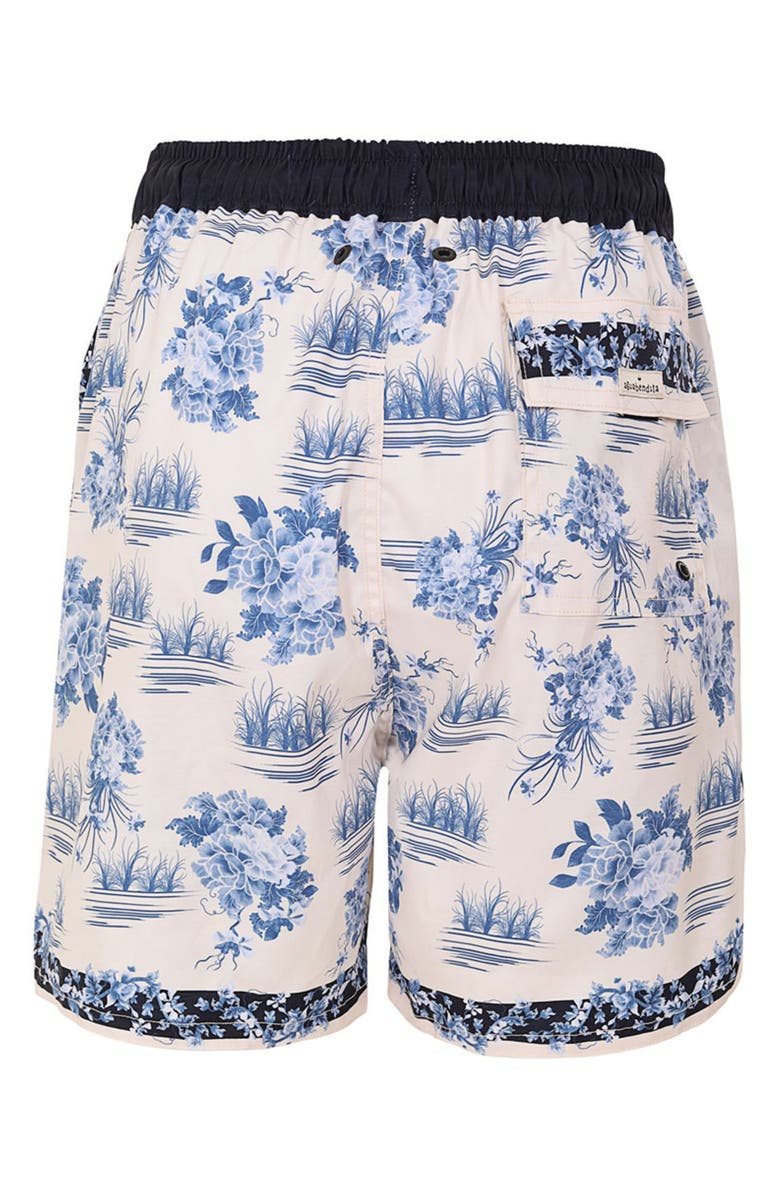 Agua Bendita Joe Ivy Stretch Swim Trunks, Alternate, color, White Multi