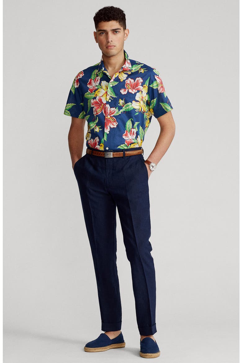 Short Sleeve Button-Up Shirt, Alternate, color, VINTAGE HIBISCUS
