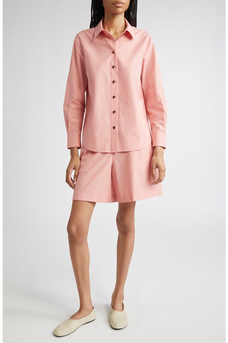 Slub Cotton Button-Up Shirt, Alternate, color, PASTEL PINK MELANGE