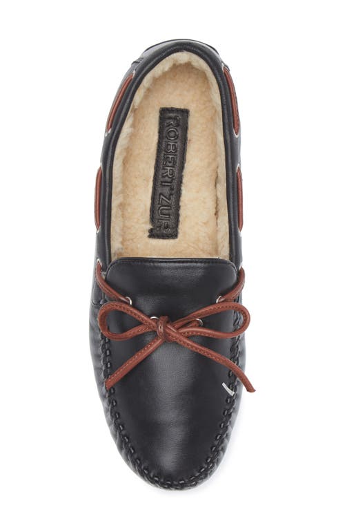 Robert Zur Bowie Faux Shearling Lined Driving Loafer In Black