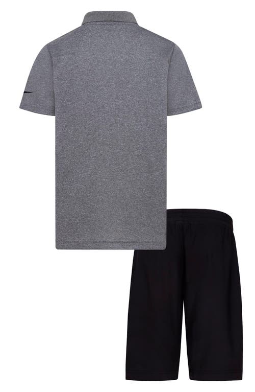 Shop 3 Brand Kids' Stripe Polo & Shorts Set (big Kid In Carbon Heather