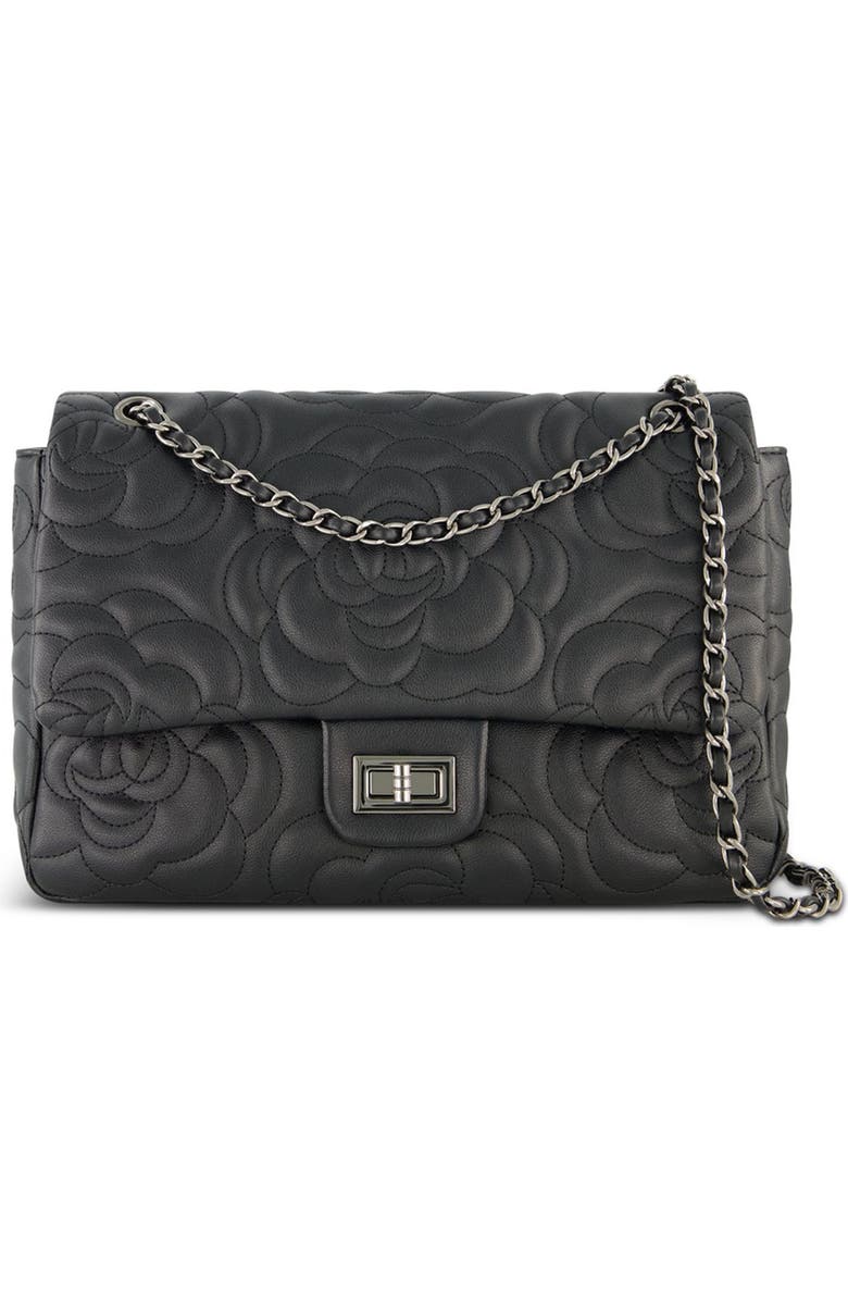 The Noli Shop Alessia Rose Embossed Leather Bag, Main, color, Black