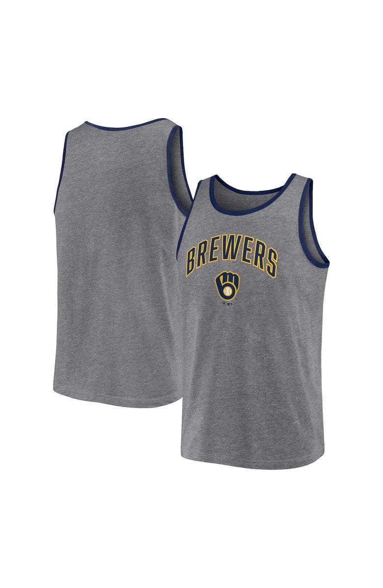 FANATICS Men's Fanatics Branded Heather Gray Milwaukee Brewers Primary Tank Top, Alternate, color, Heather Gray