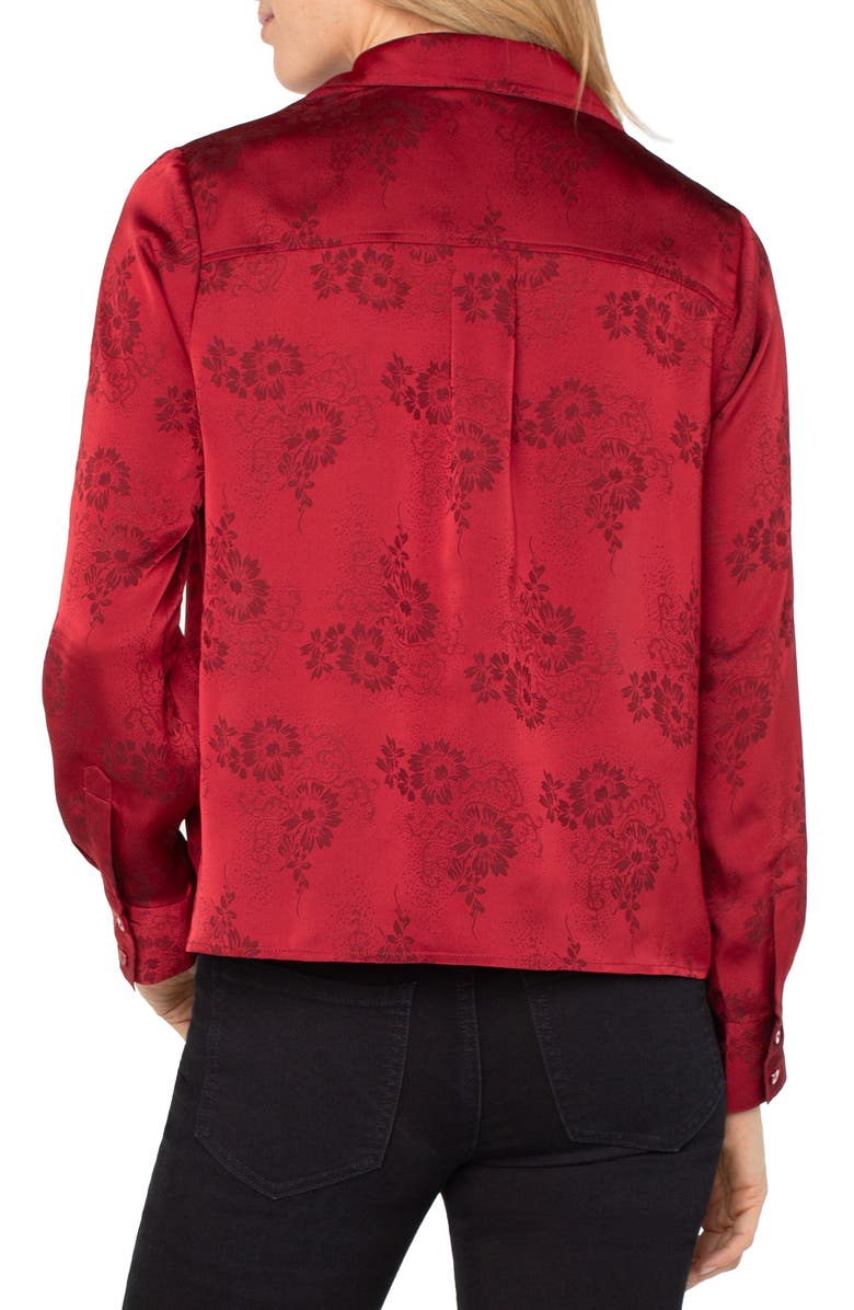 Liverpool Los Angeles Floral Jacquard Button-Up Shirt, Alternate, color, Dark Red Floral