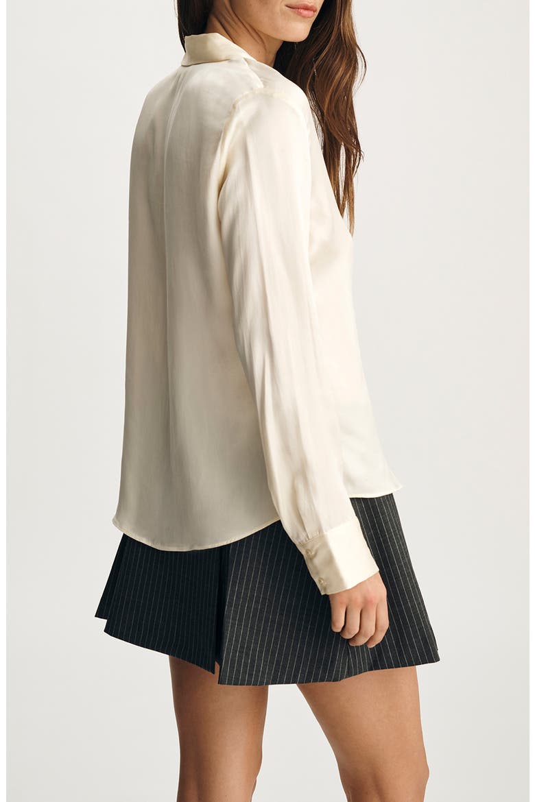 Slim Fit Silk Button-Up Shirt, Alternate, color, MARSHMALLOW