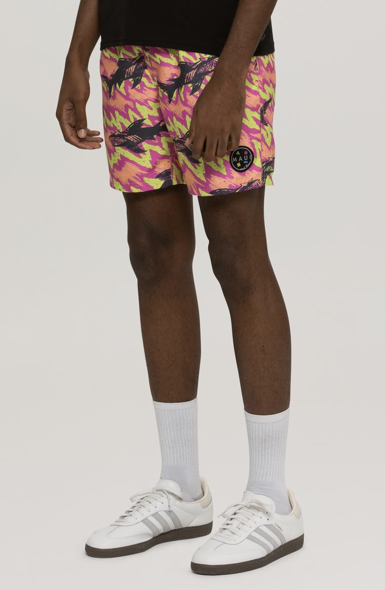 Maui & Sons Frenzy Microfiber Swim Trunks, Alternate, color, Pink