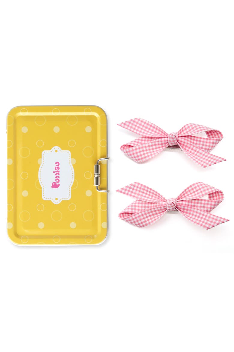 2pc Bow Clip Set, Main, color, Pink Gingham