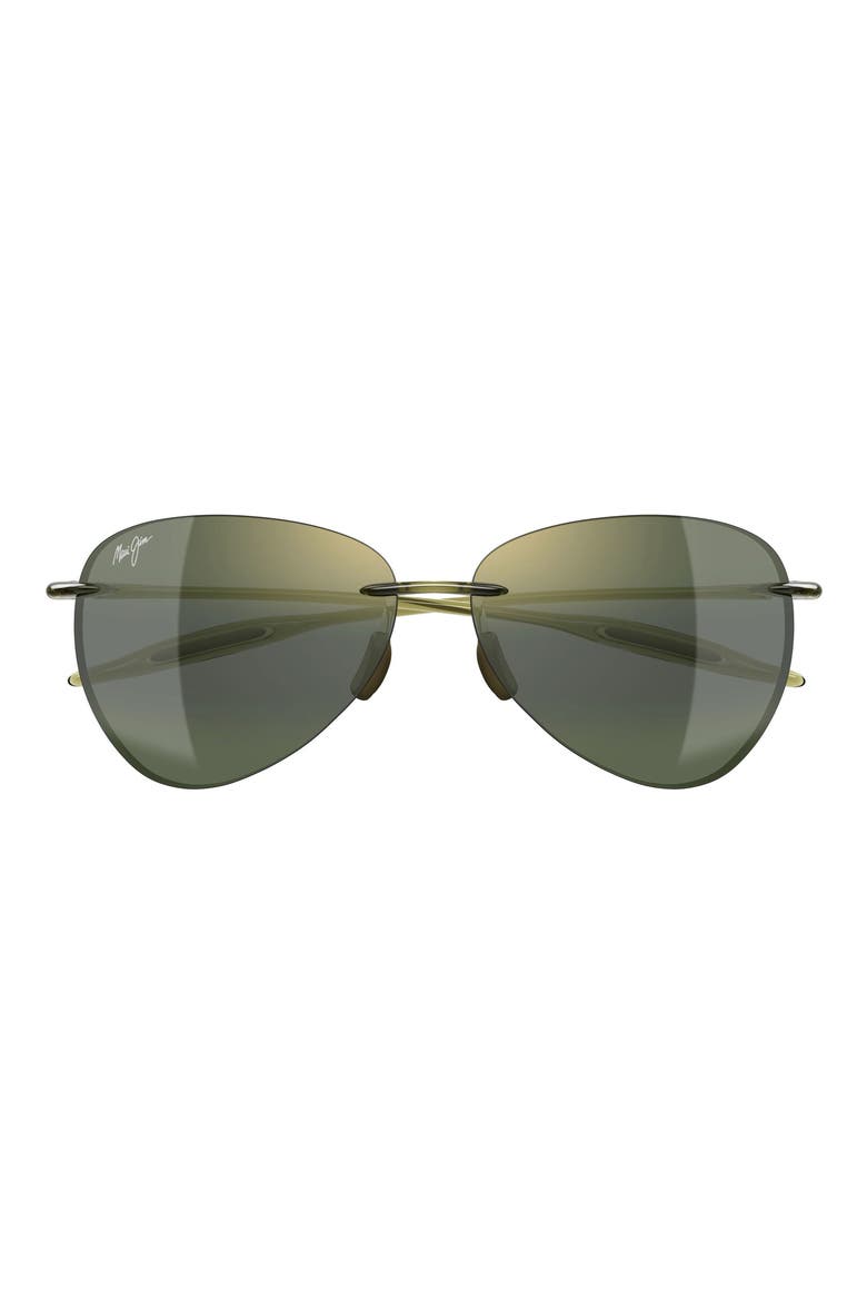 Sugar Beach 62mm PolarizedPlus2® Round Sunglasses, Main, color, GREEN