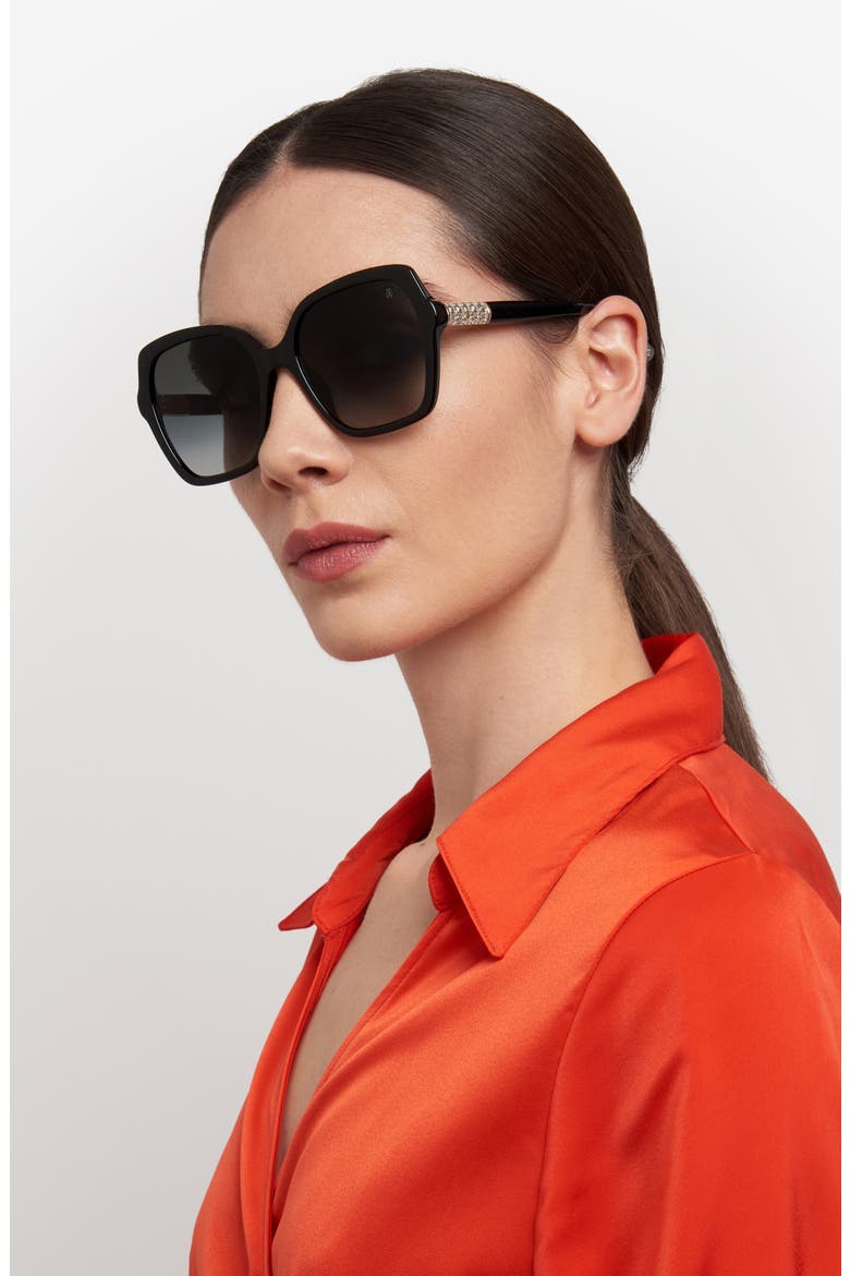 56mm Gradient Square Sunglasses, Alternate, color, BLACK