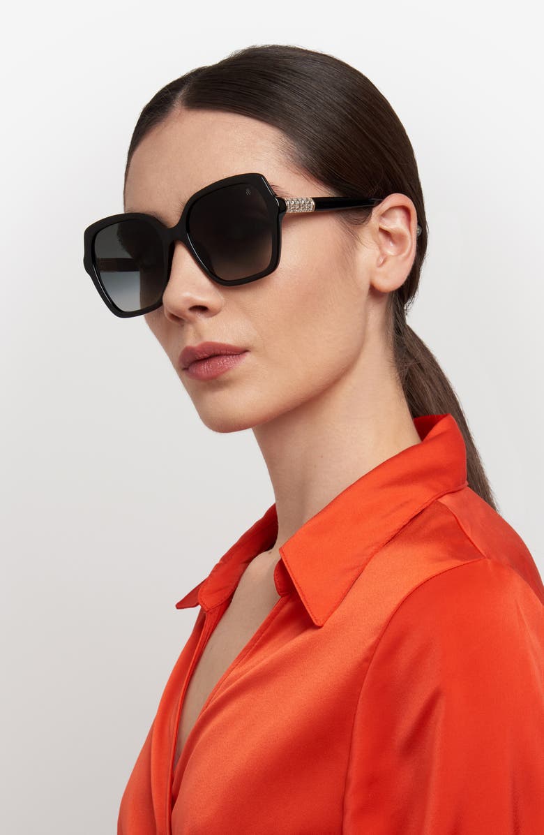 Stuart Weitzman 56mm Gradient Square Sunglasses, Alternate, color, Black