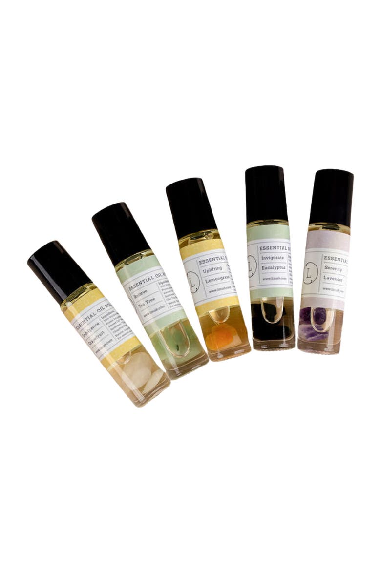 Essential Oils Roll-On with Crystals Set, Main, color, White Gift Box