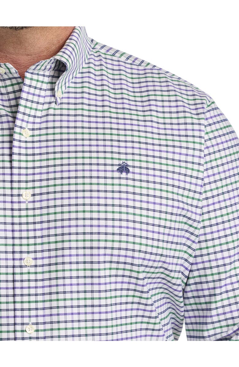 Brooks Brothers Big & Tall Non-Iron Windowpane Sport Shirt, Alternate, color, Purple Green Wp