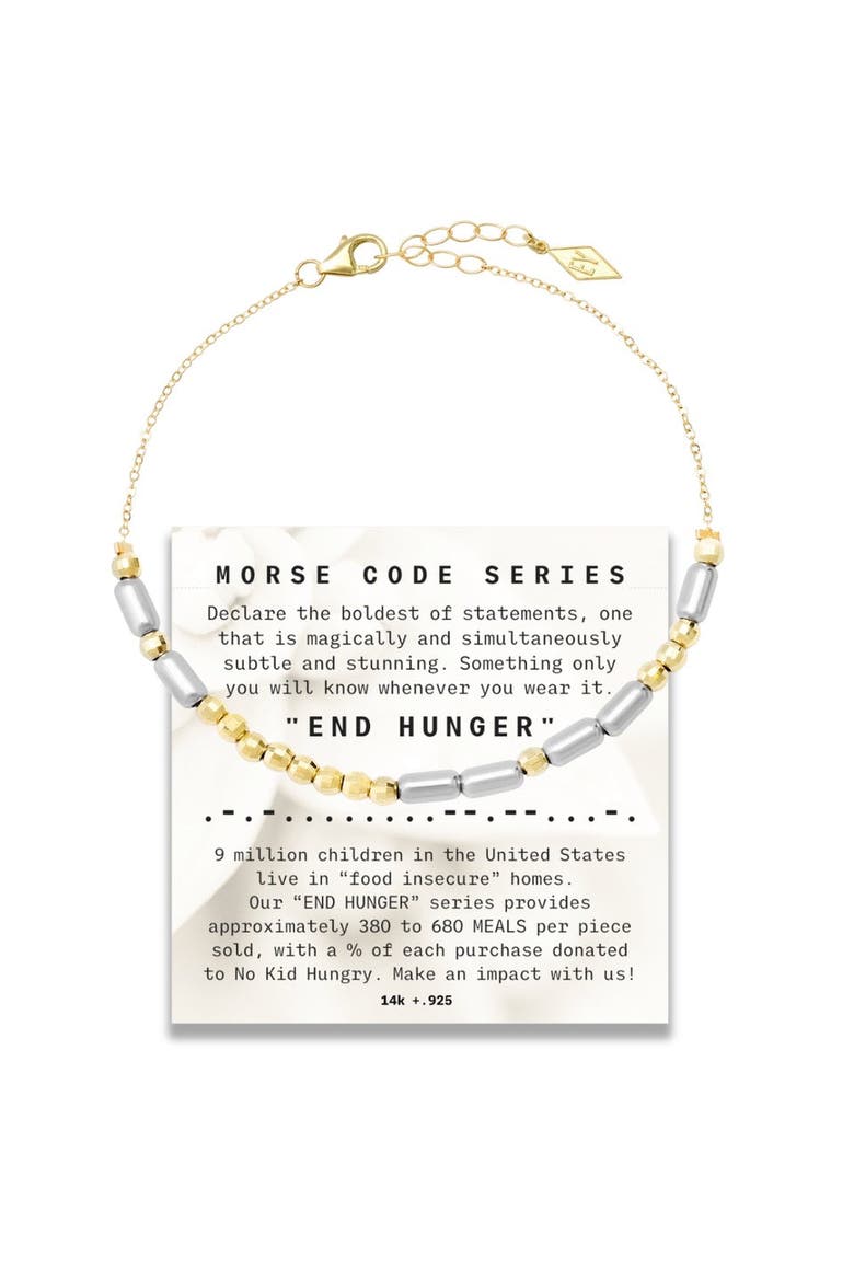 Morse Code Chain Bracelet 14K + Sterling, Main, color, Hunger