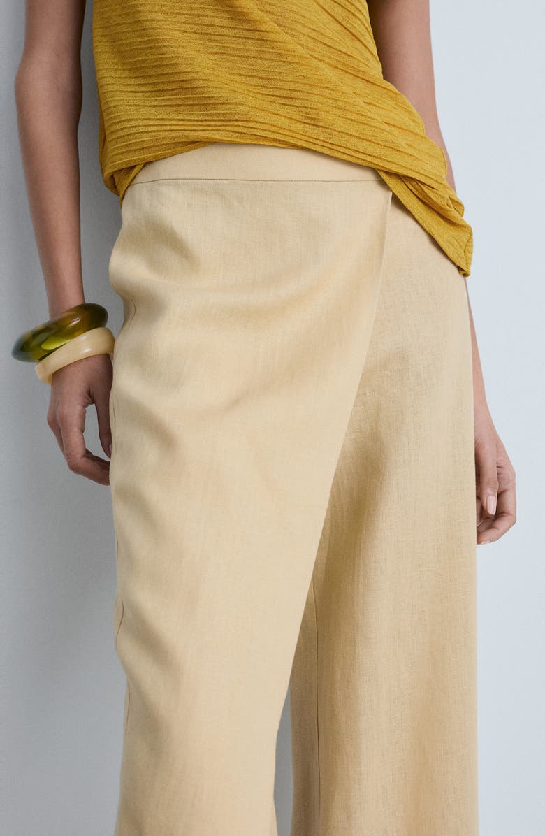 MANGO Crossover Linen Pants, Alternate, color, 