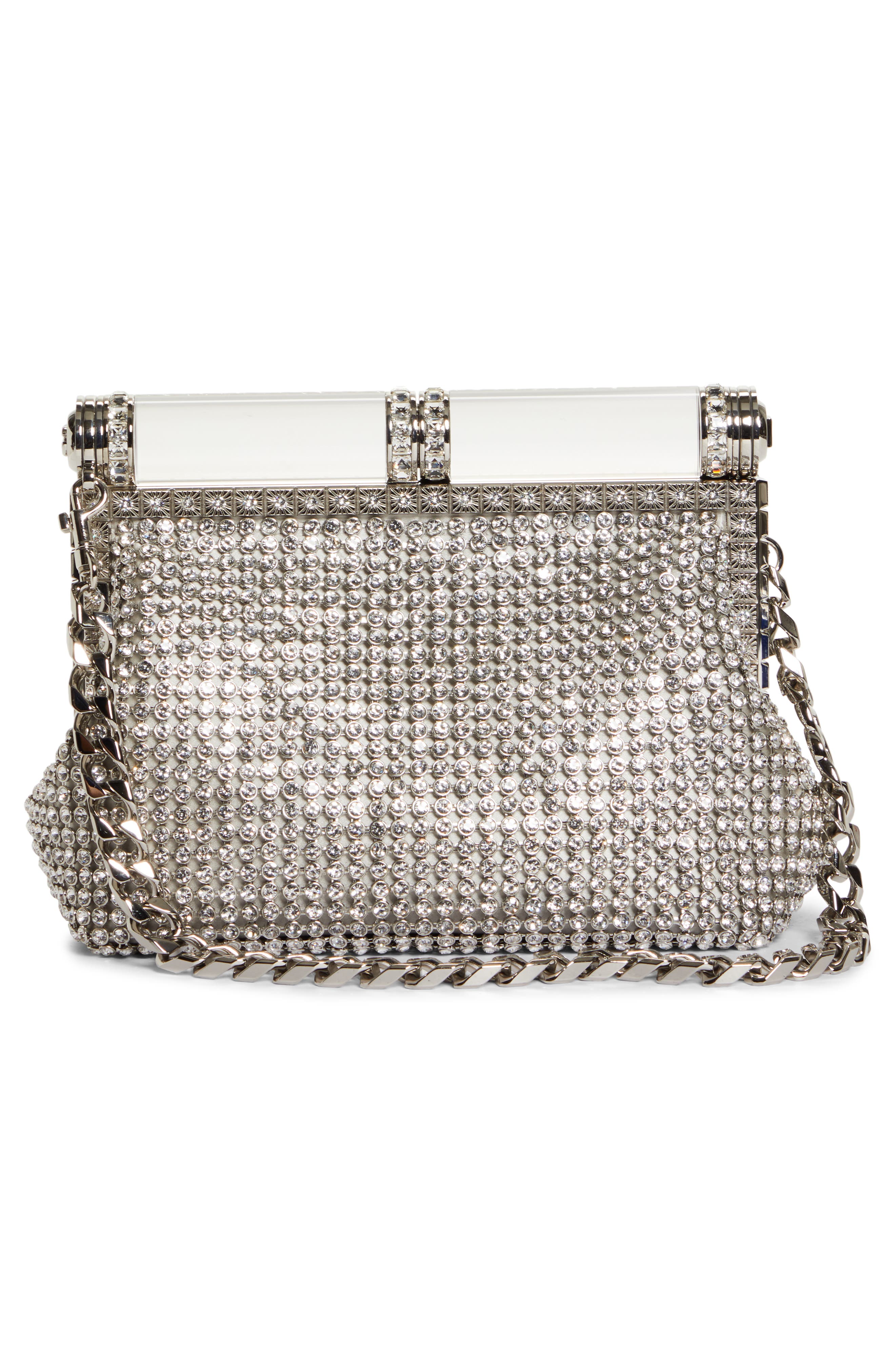 Dolce&Gabbana Bubù Crystal Mesh Satin Evening Bag, Alternate, color, 